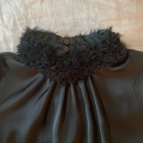 Zara Flowy Dressy Black Tank with Ruffle Collar sz XS - Picture 2 of 6